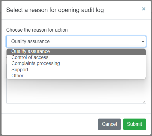 Audit Log Reason