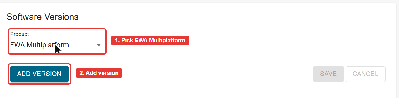 The ADD VERSION button