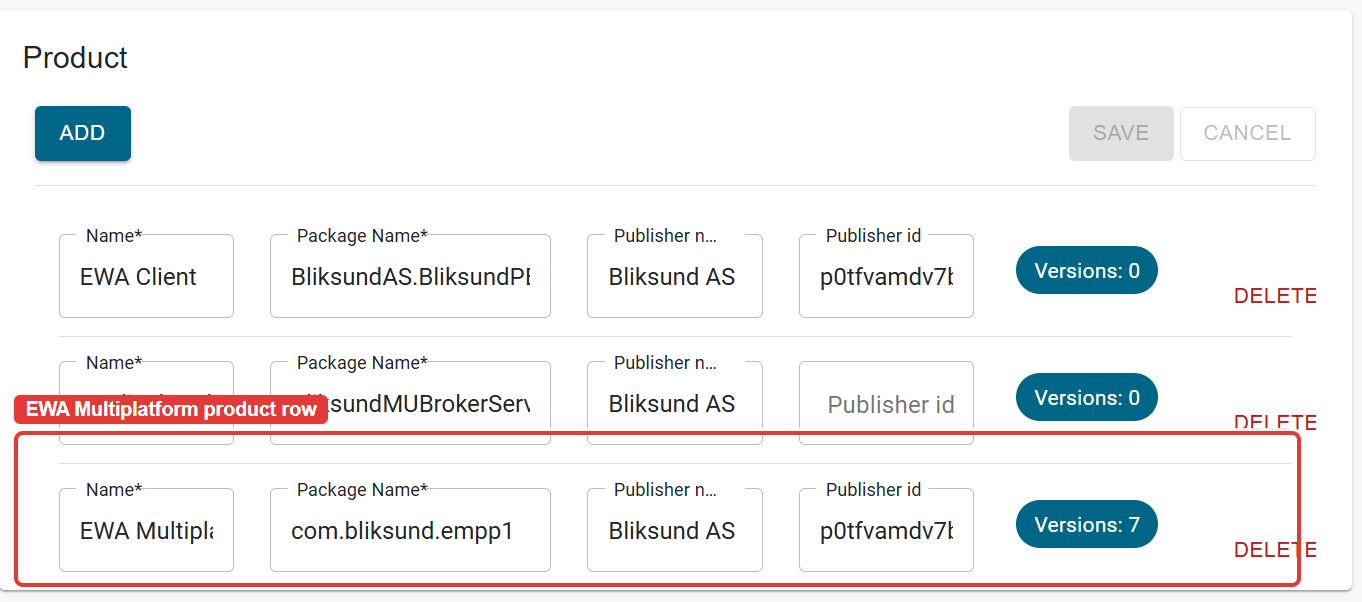 The EWA Multiplatform product row in Insight