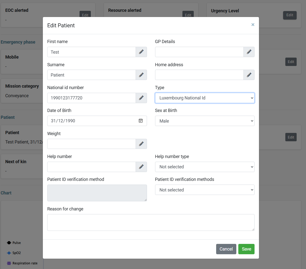 Edit Patient dialog in Insight