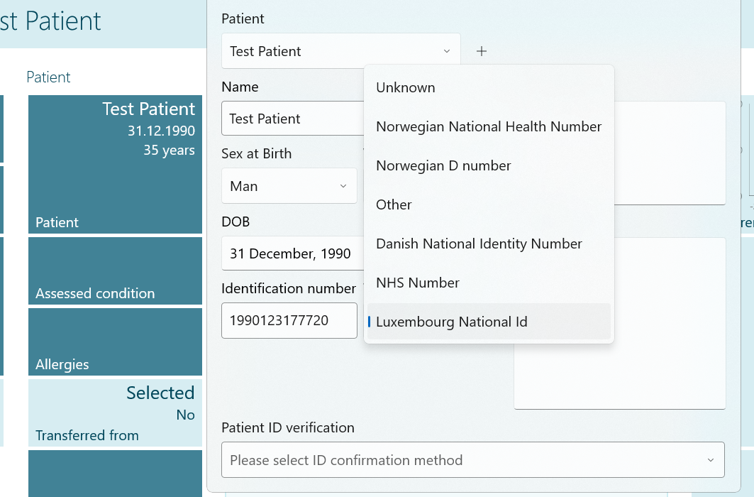 Patient Tile dropdown in EWA Client